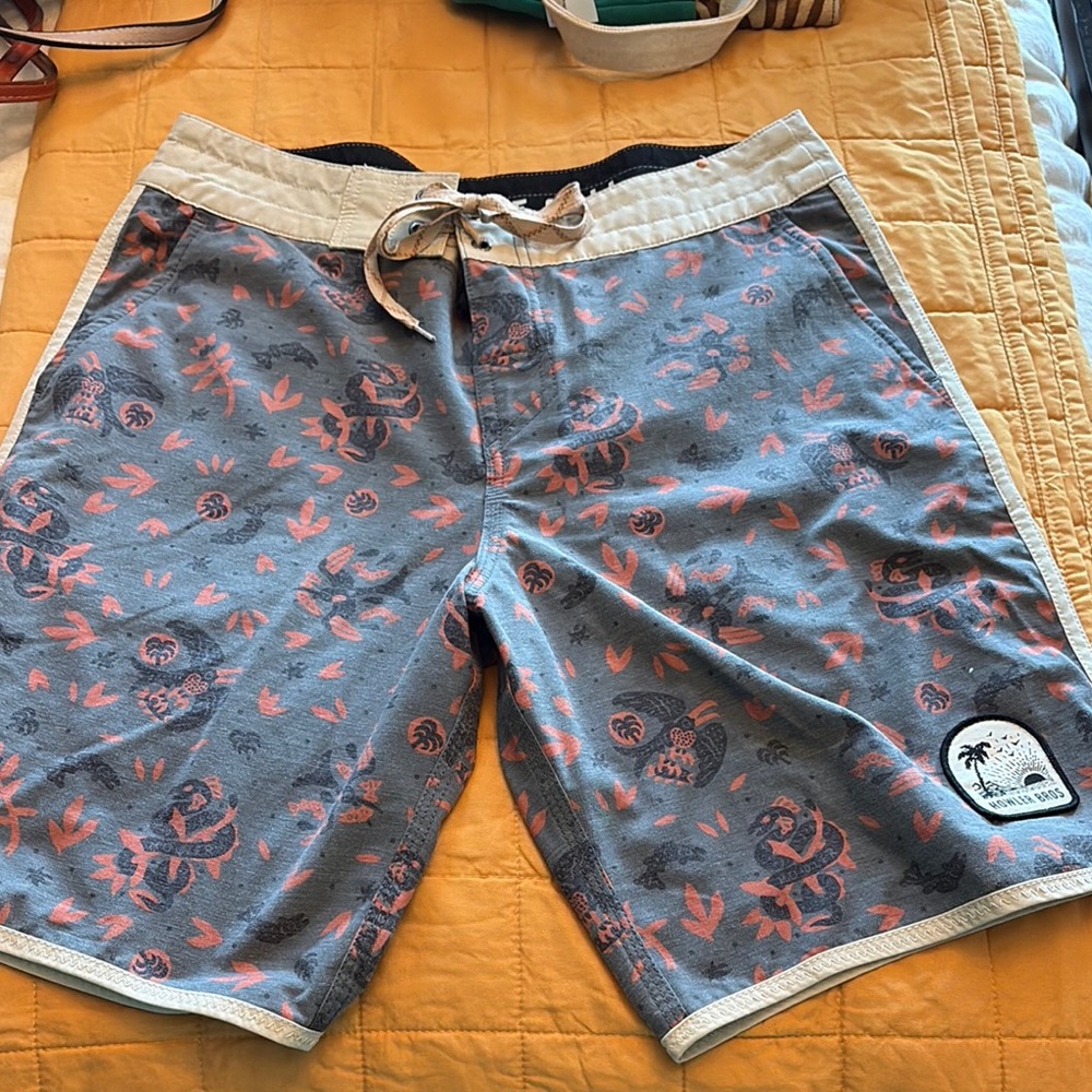 Howler Brothers Gray and Coral Swim Shorts